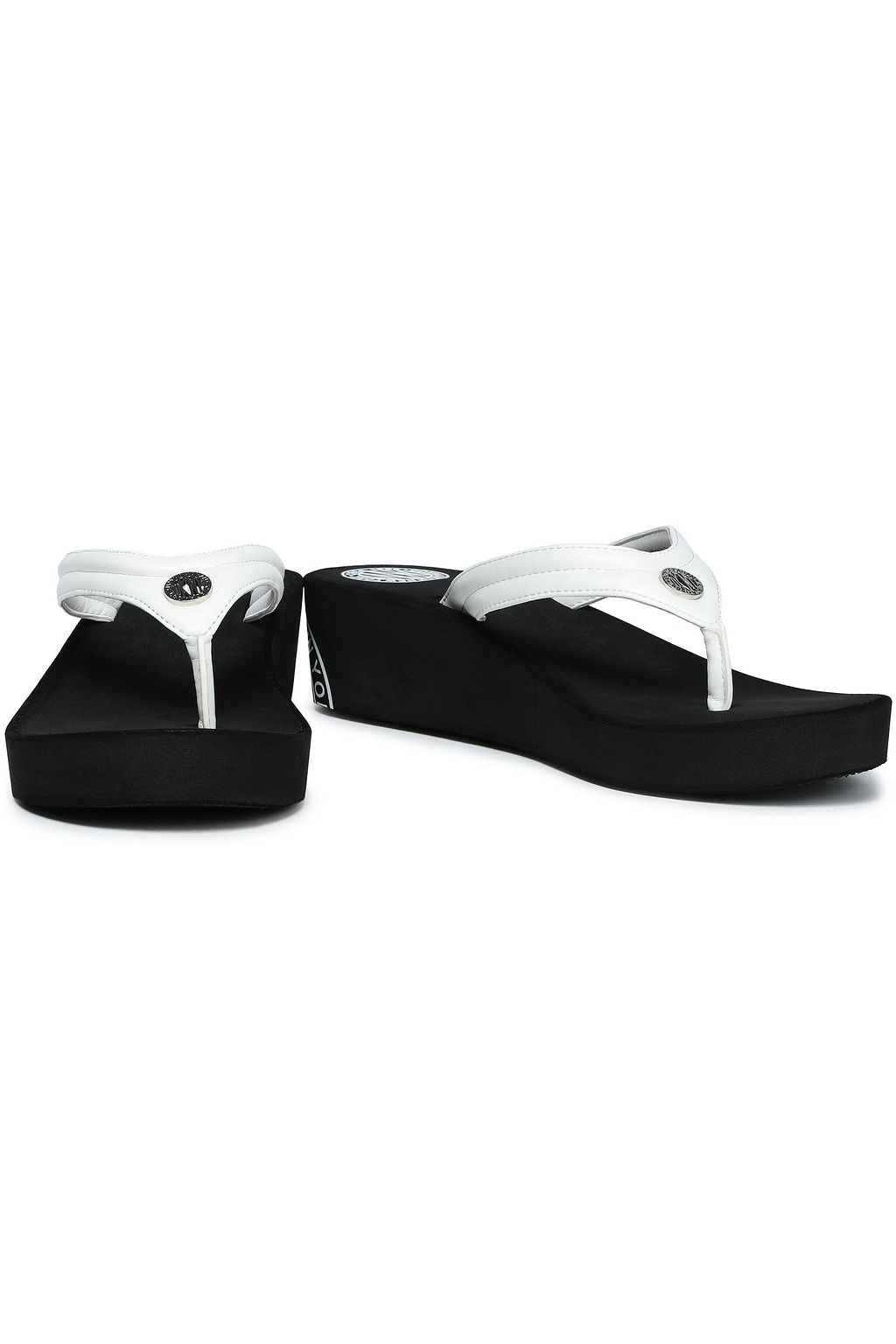 DKNY Jones faux leather wedge flip flops
