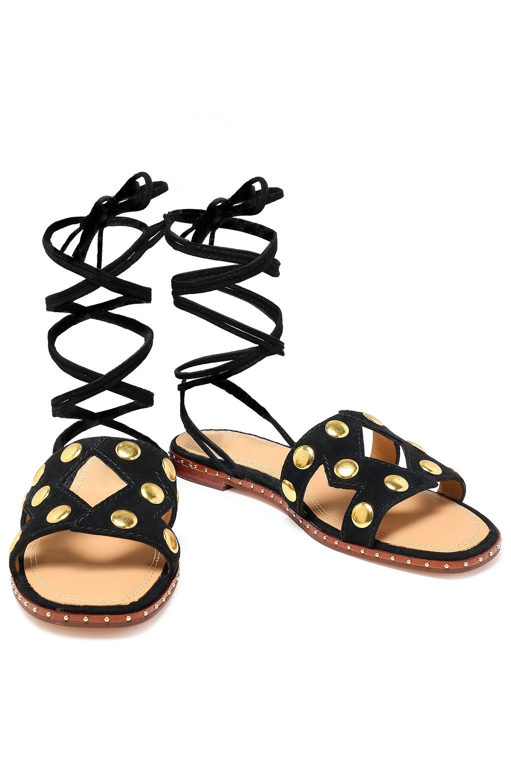 MAJE Cutout studded suede sandals