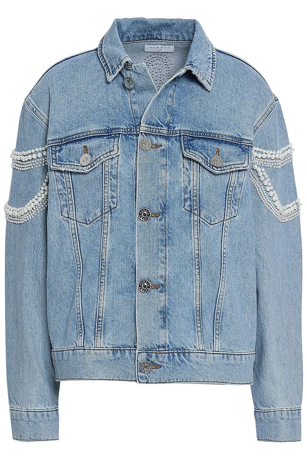 sandro pearl denim jacket