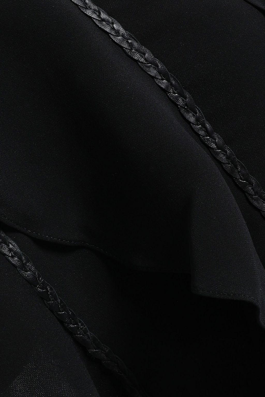 MAGDA BUTRYM Leather-trimmed ruffled silk crepe de chine cape