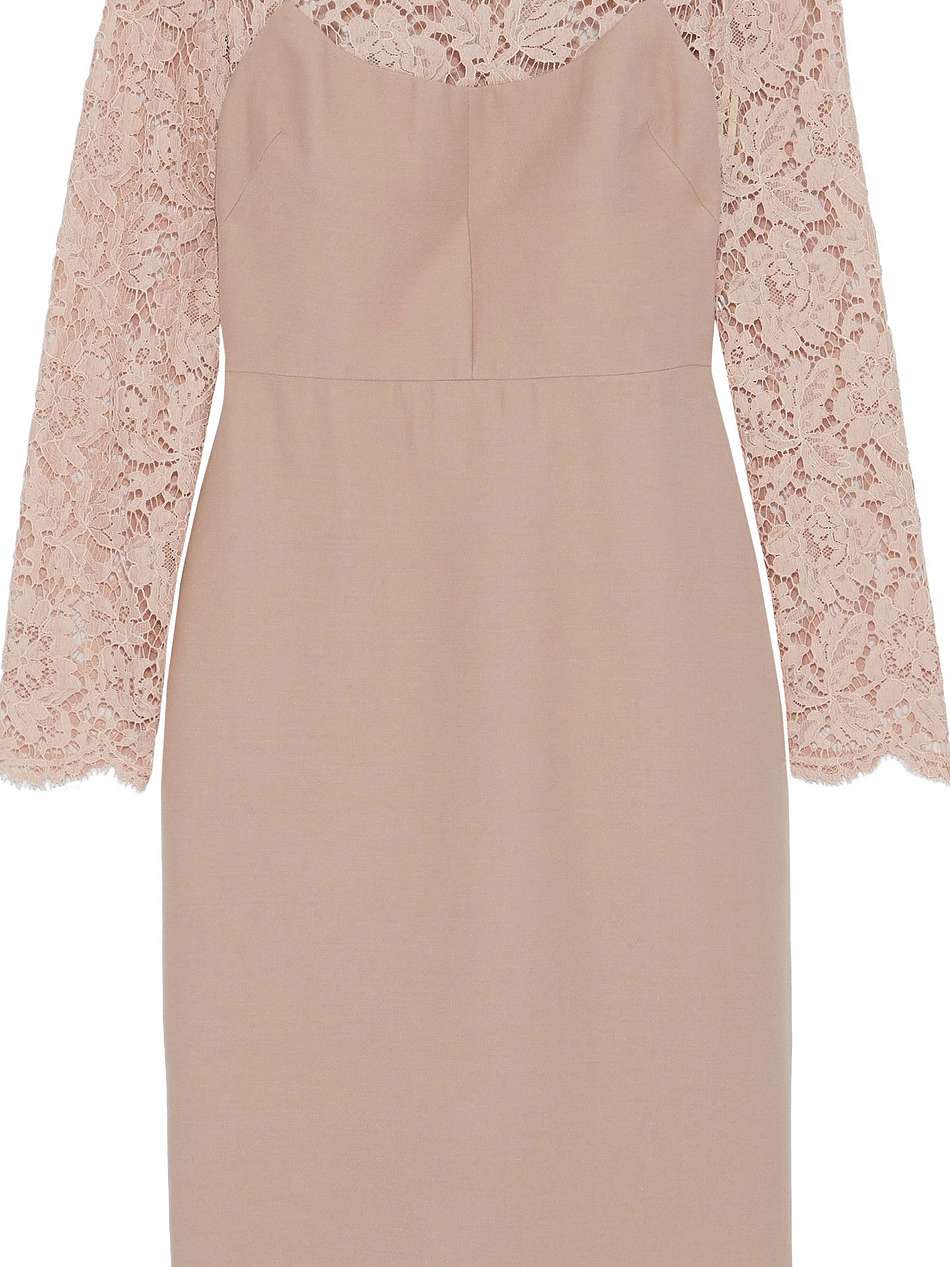corded lace-paneled wool and silk-blend midi dress