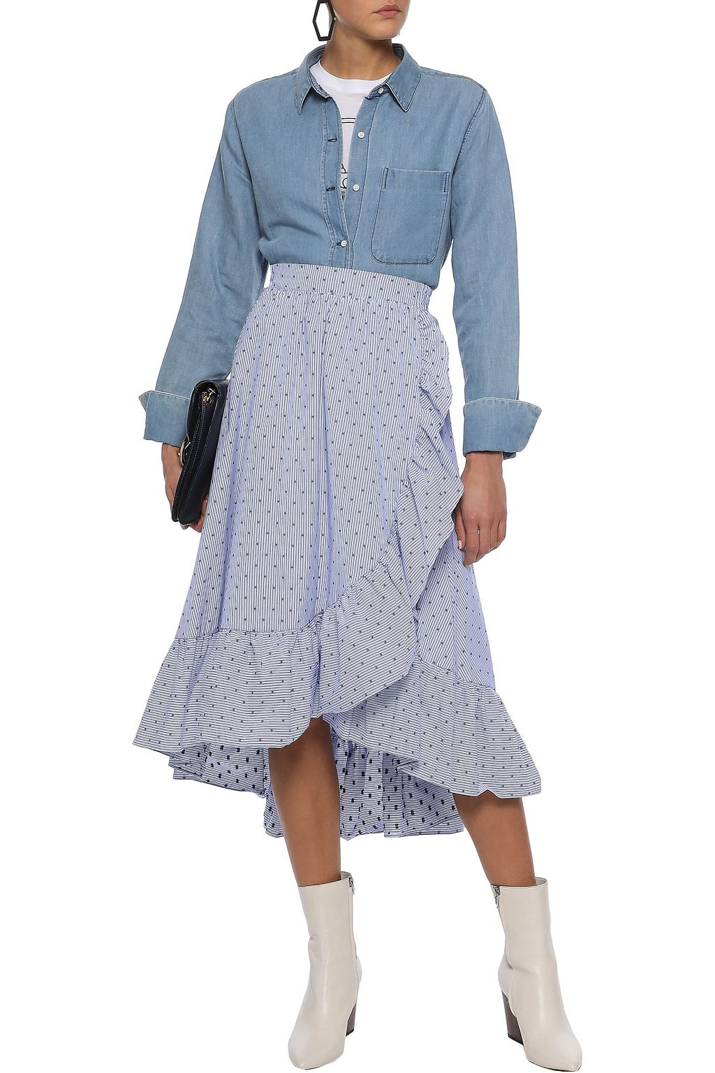 Blue - Jacquard Weave Cotton Wrap Around Skirt 11
