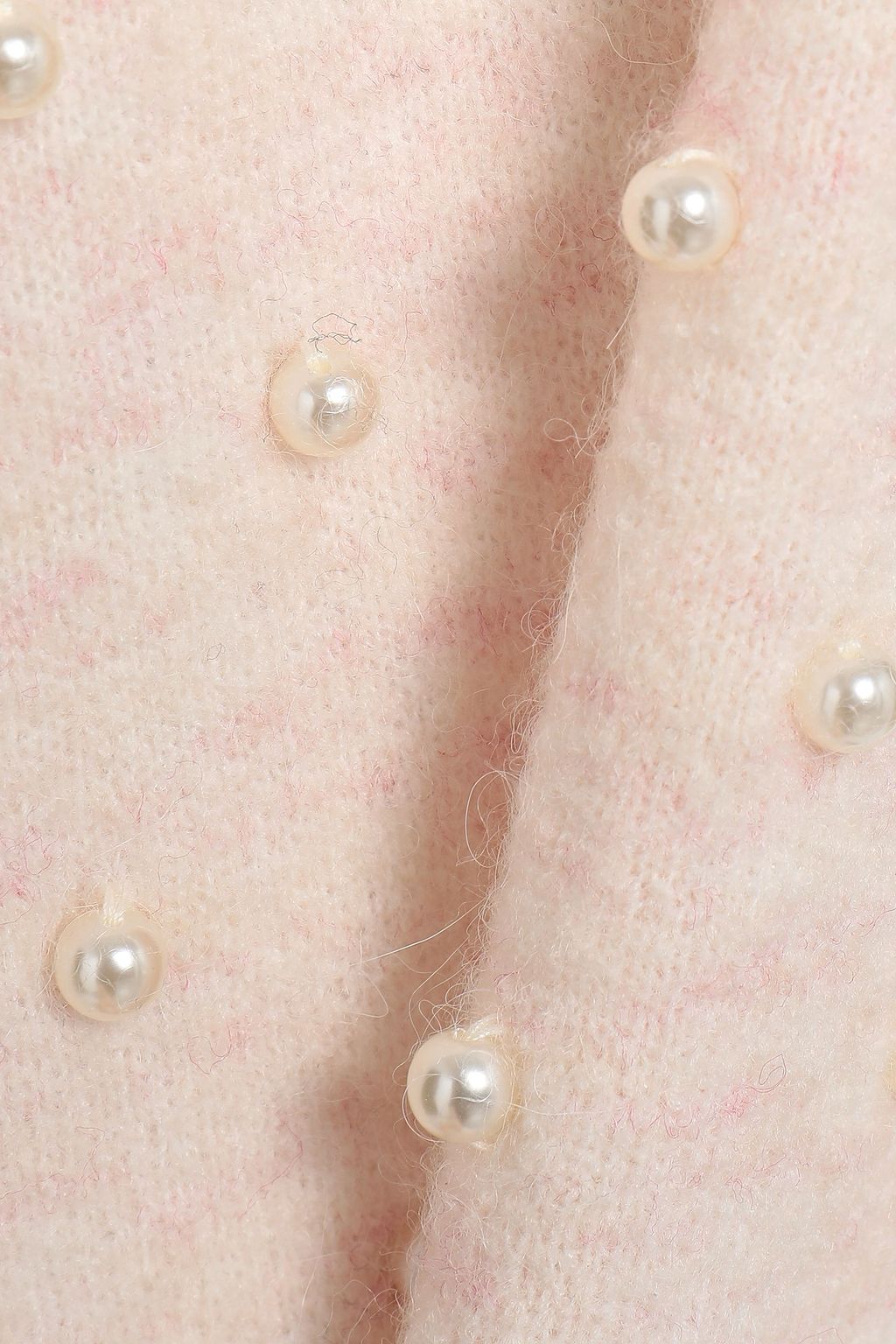 MICHELLE MASON Off-the-shoulder faux pearl-embellished brushed stretch-knit sweater