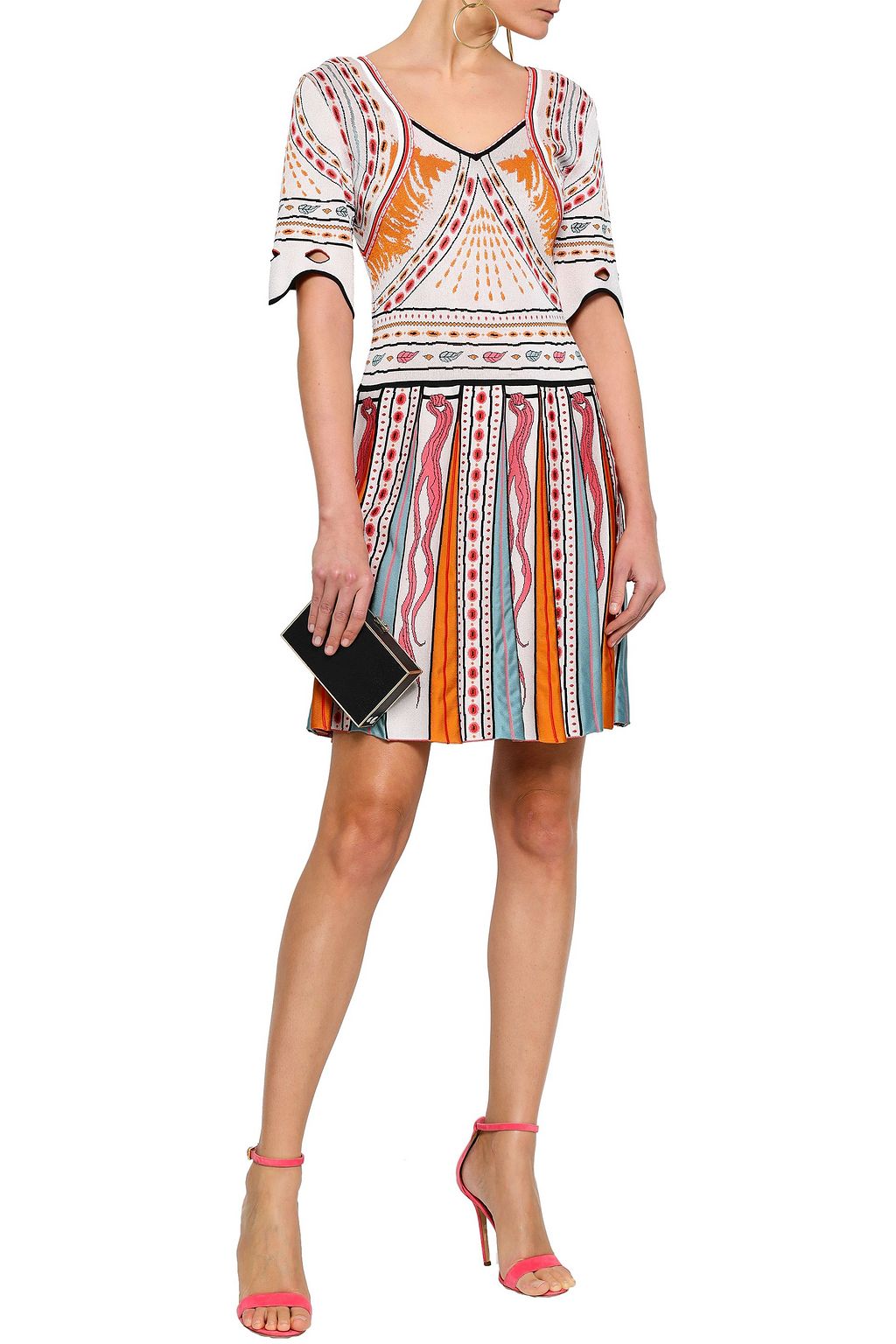 ROBERTO CAVALLI Jacquard-knit mini dress