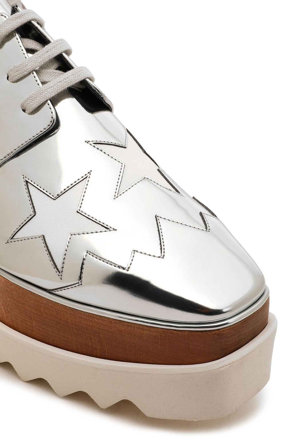 STELLA MCCARTNEY Cutout mirrored faux leather platform brogues