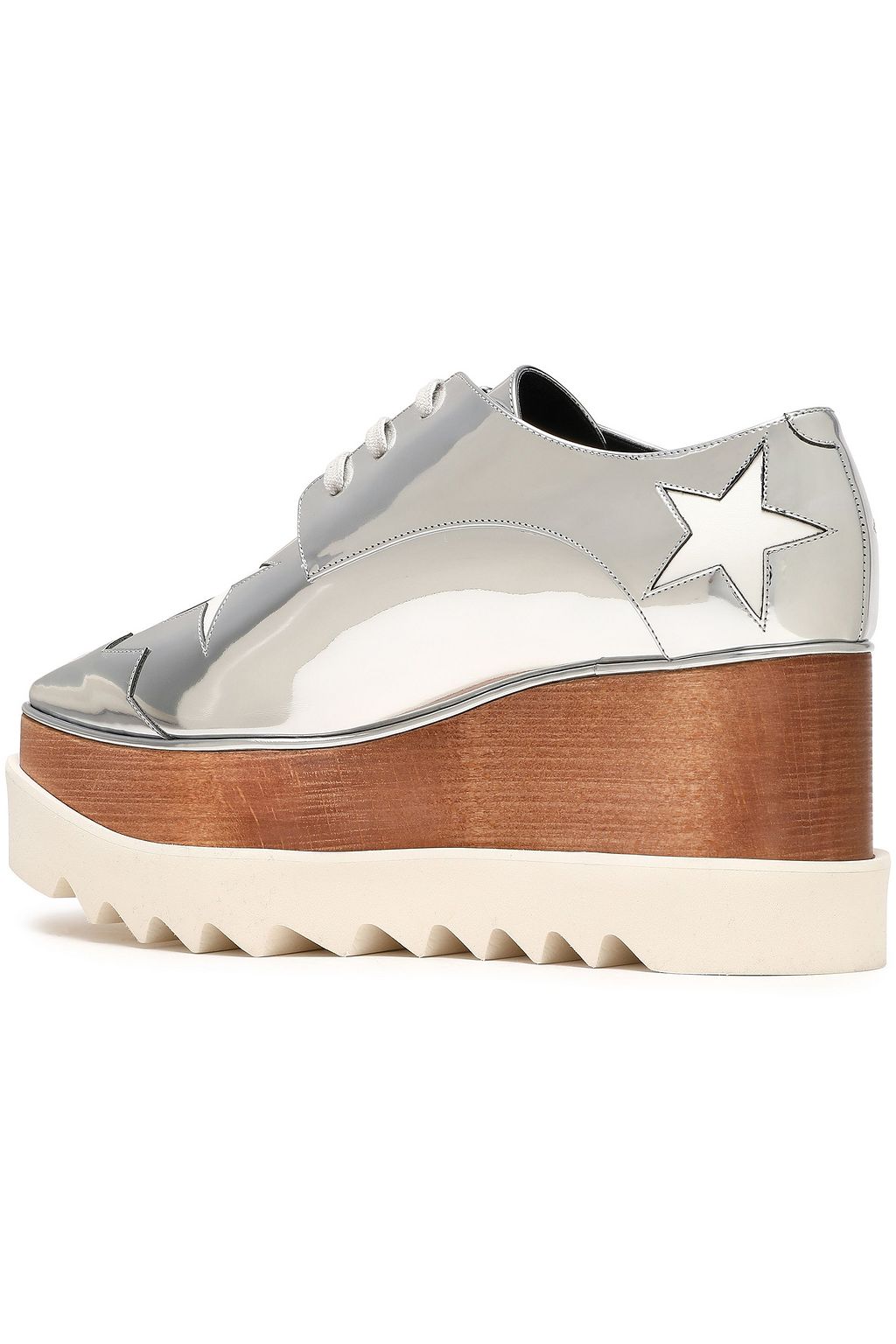 STELLA MCCARTNEY Cutout mirrored faux leather platform brogues