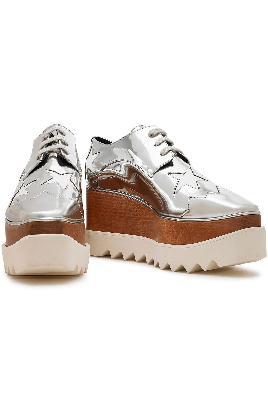 STELLA MCCARTNEY Cutout mirrored faux leather platform brogues
