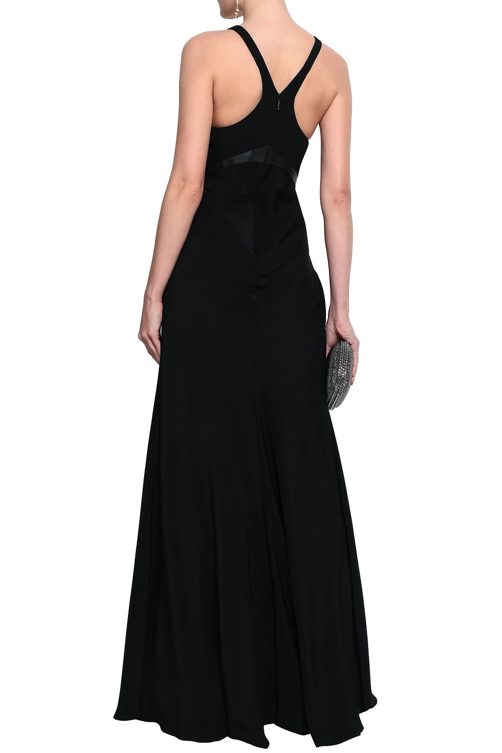 ROBERTO CAVALLI Elaphe-paneled stretch-silk crepe gown
