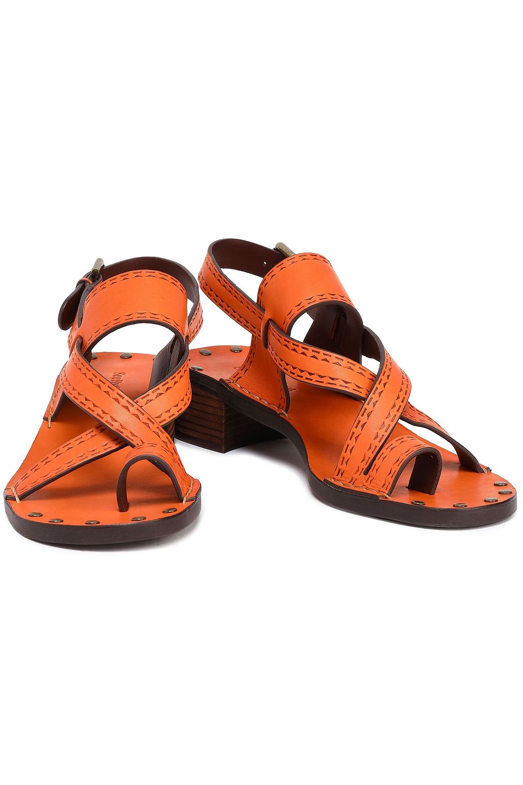 SEE BY CHLOÉ Embossed leather slingback sandals