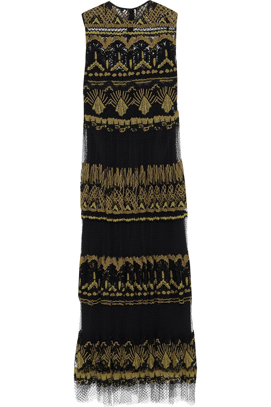 Embroidered Cotton Blend Fishnet Midi Dress Embroidered Cotton Blend Fishnet Midi Dress