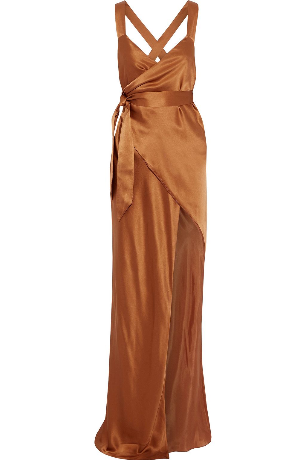 copper satin maxi dress