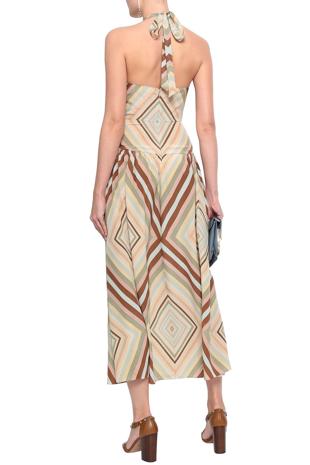 VALENTINO GARAVANI Printed silk halterneck midi dress