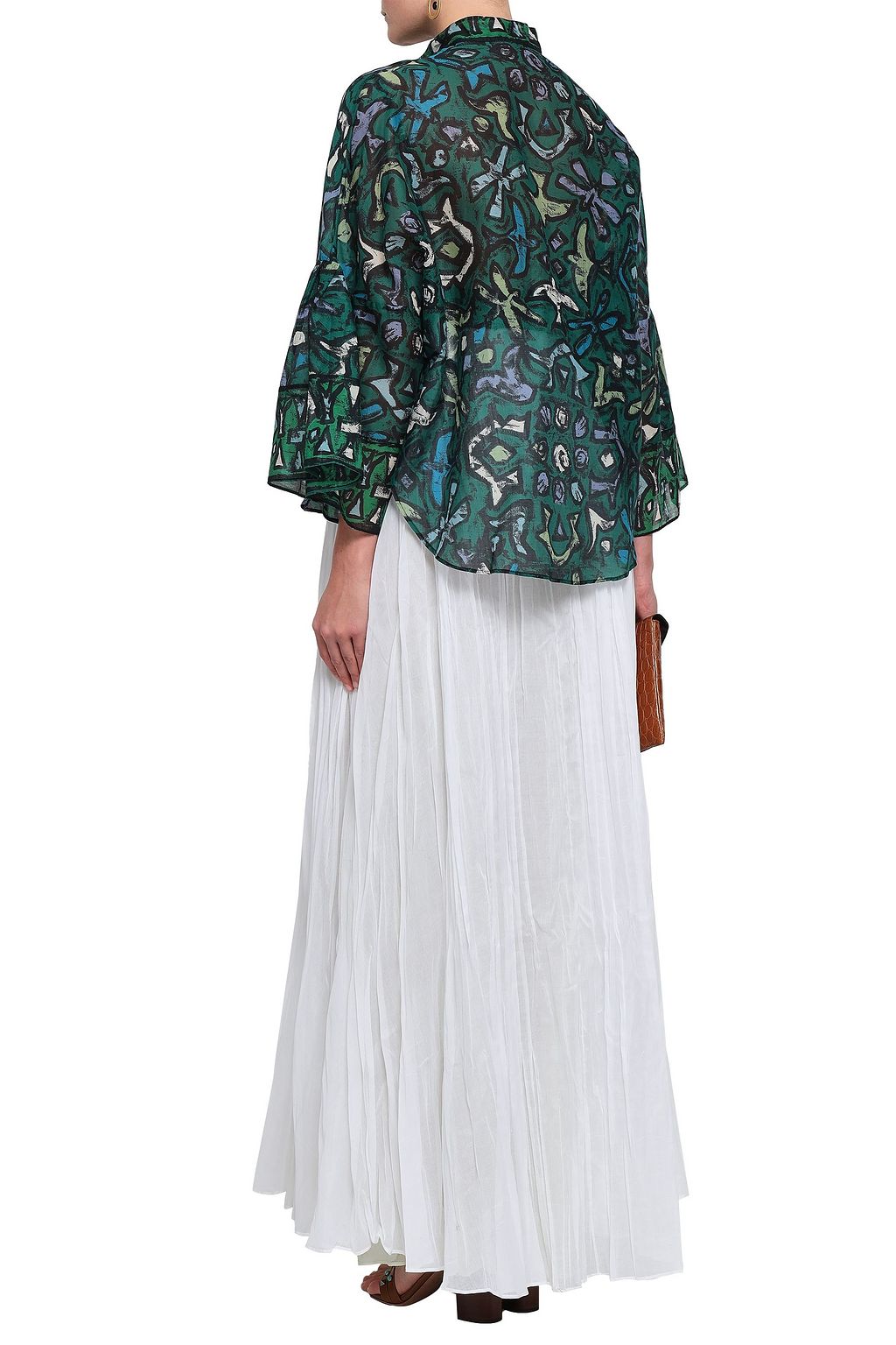VALENTINO GARAVANI Flared printed cotton-organza blouse