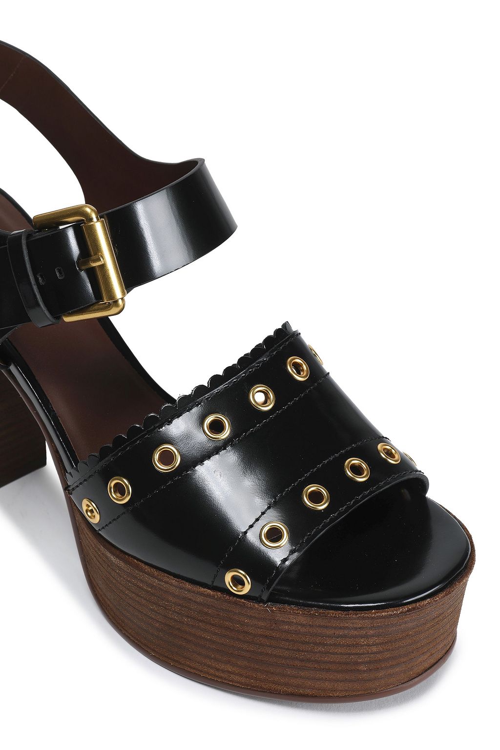 SEE BY CHLOÉ Nora eyelet-embellished glossed-leather platform sandals
