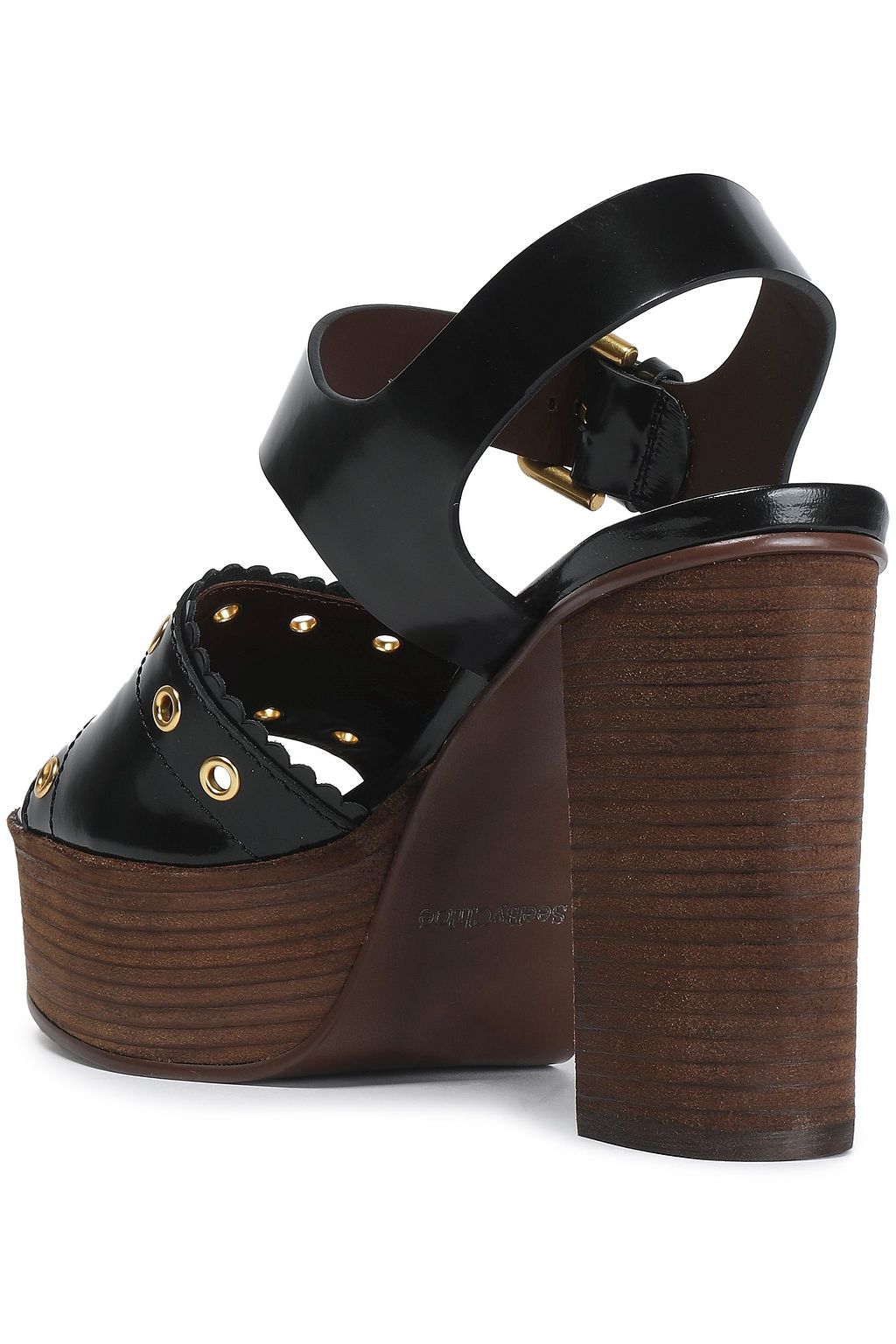 SEE BY CHLOÉ Nora eyelet-embellished glossed-leather platform sandals