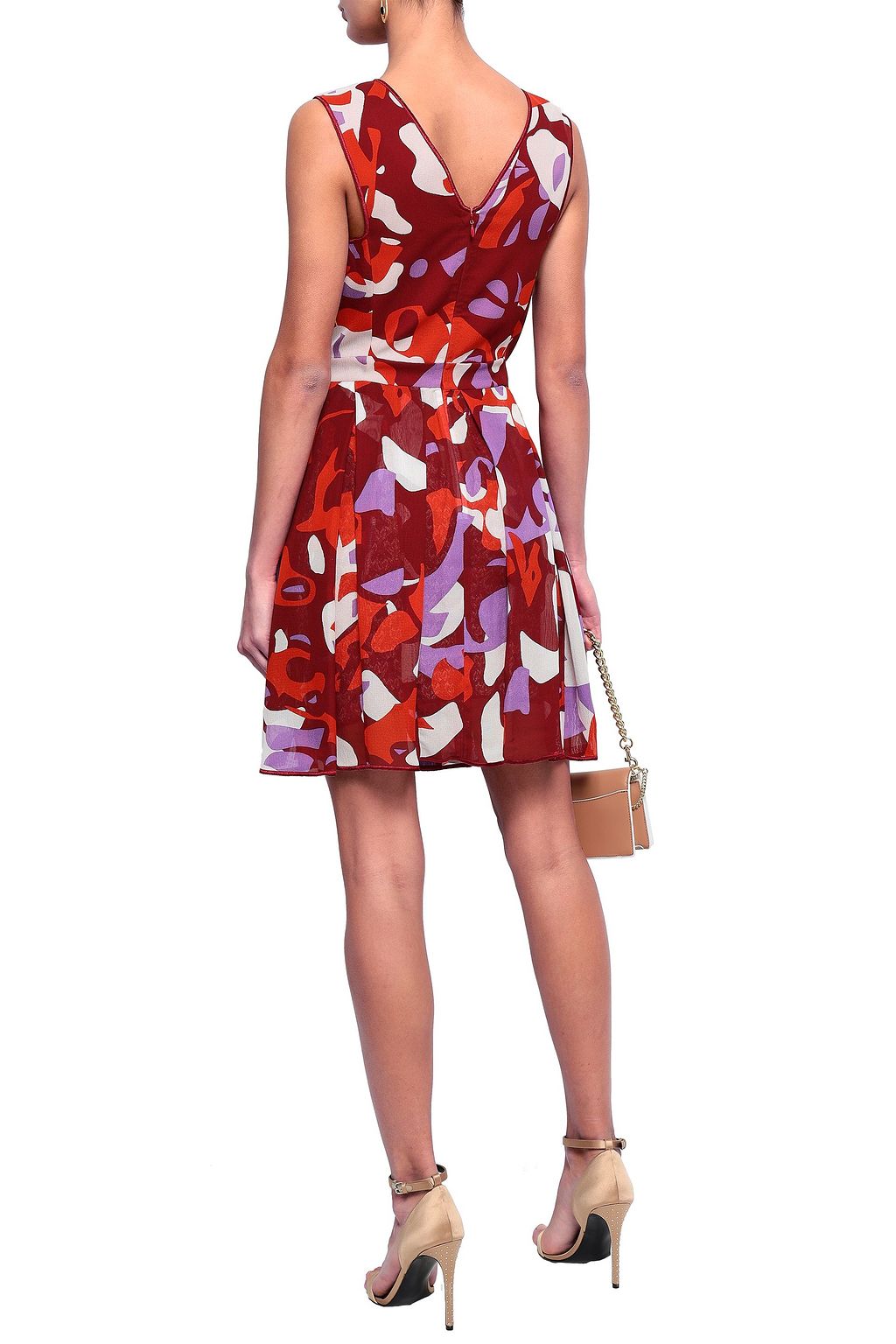 MISSONI Pleated printed silk-blend gauze mini dress