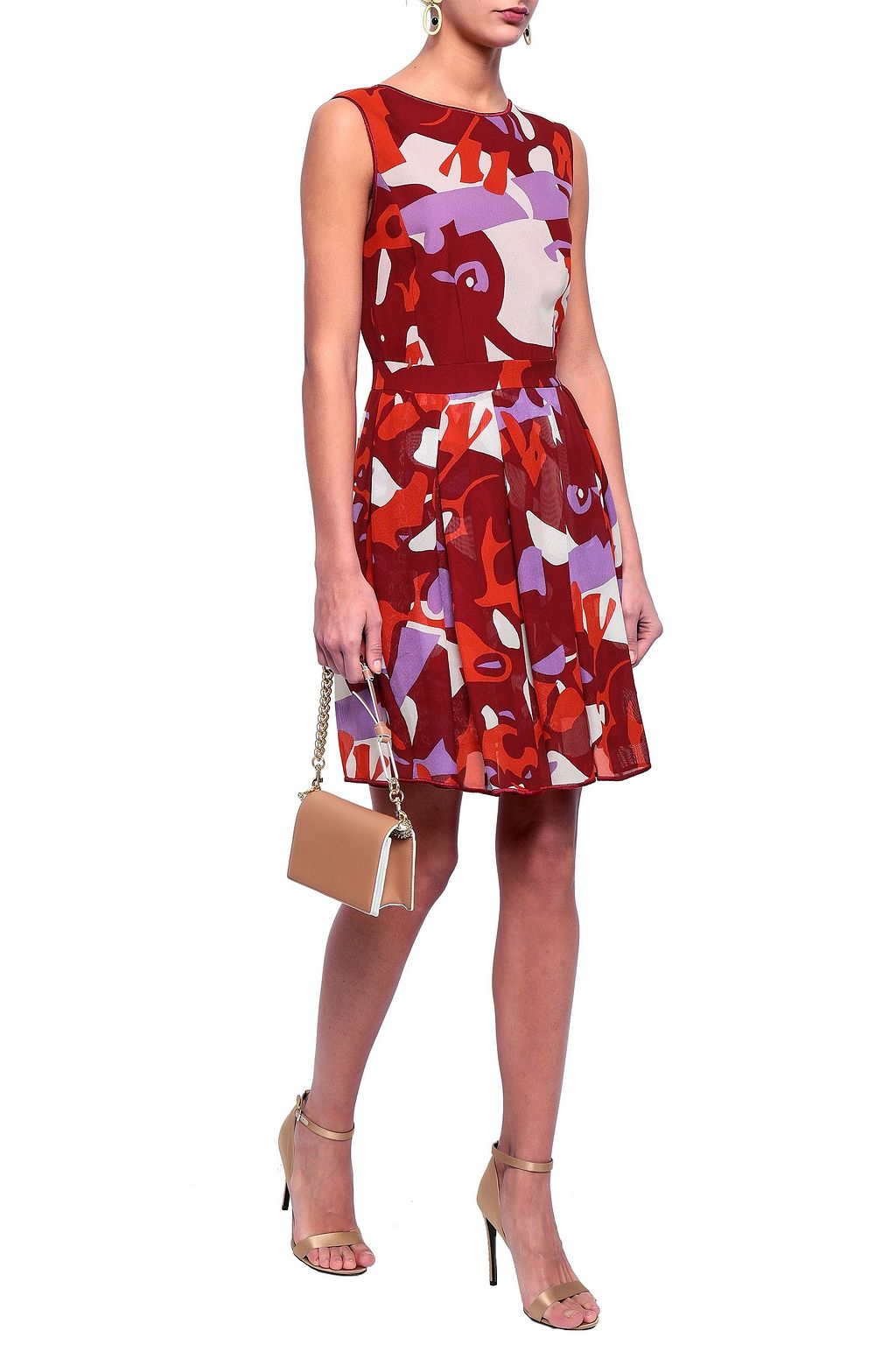 MISSONI Pleated printed silk-blend gauze mini dress