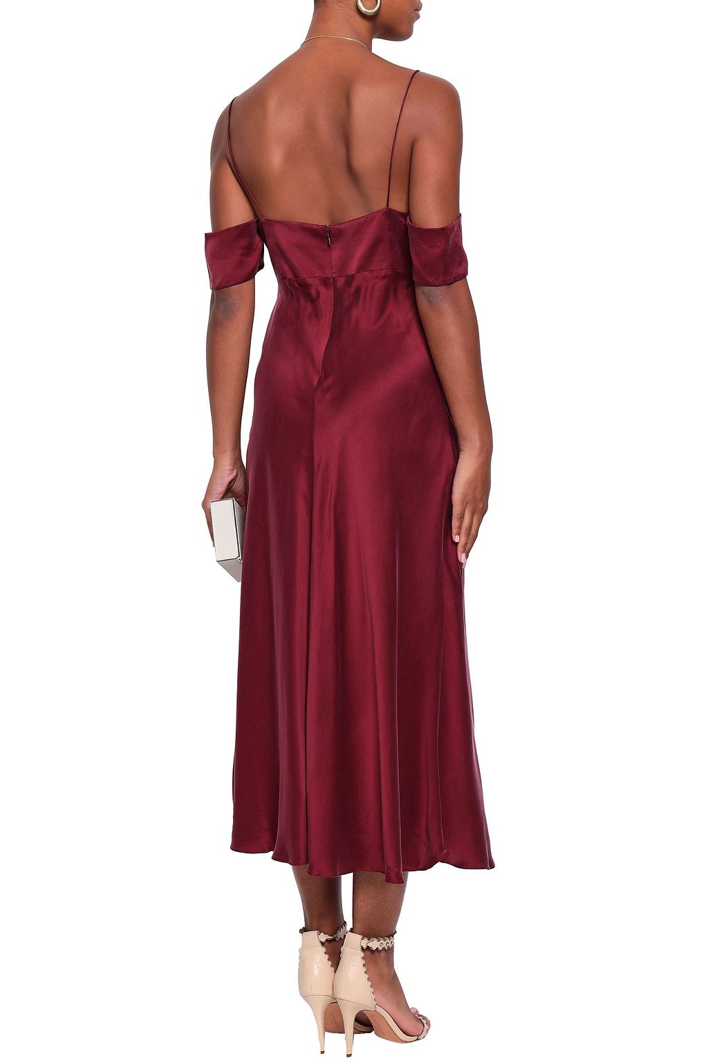 ZIMMERMANN Cold-shoulder washed-silk midi slip dress