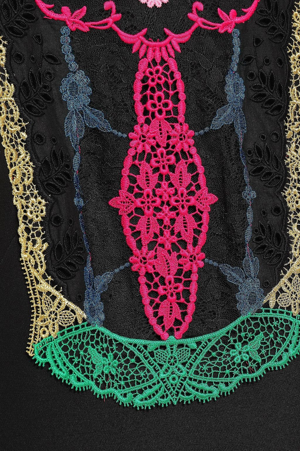VALENTINO GARAVANI Lace-paneled wool and silk-blend mini dress