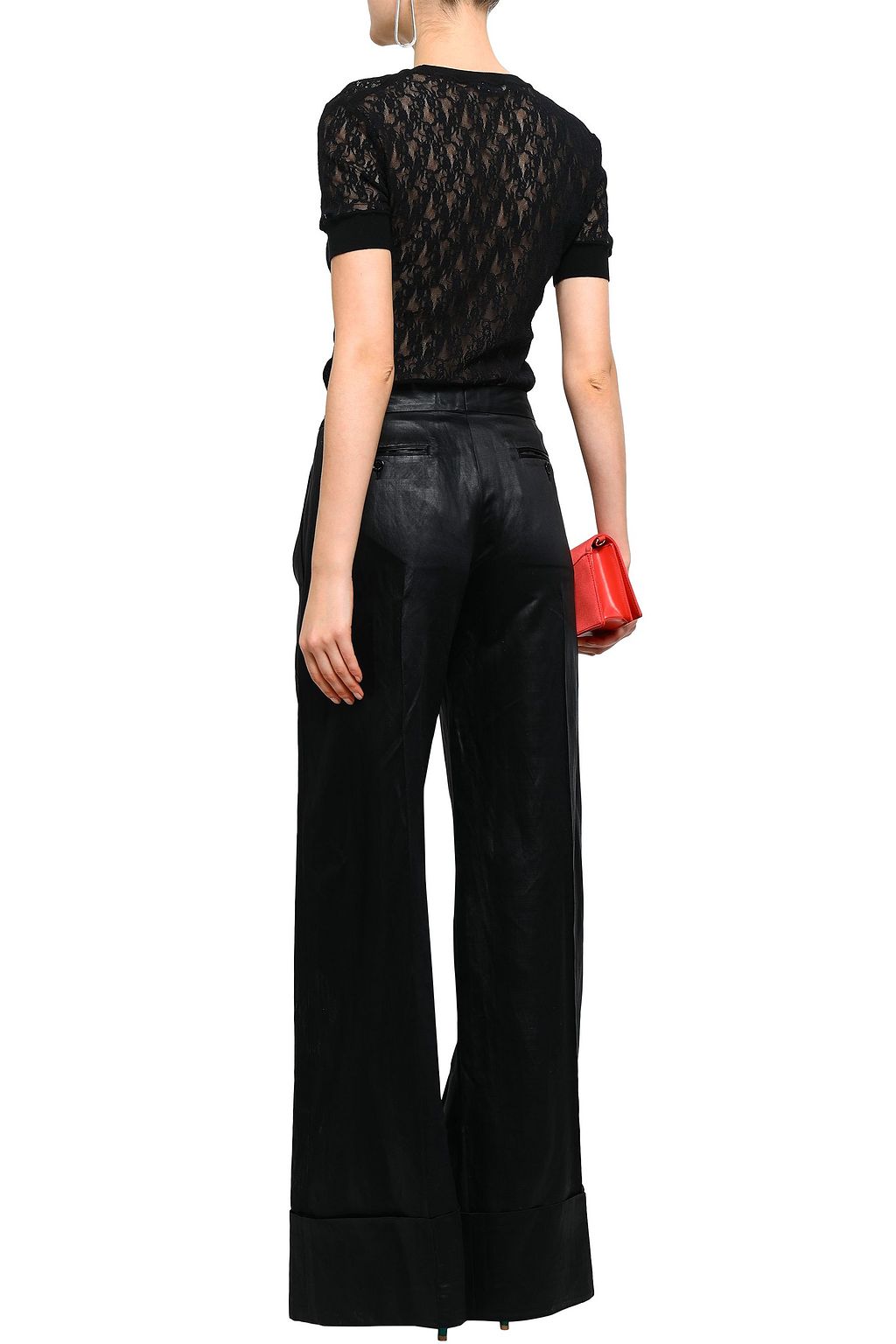 NINA RICCI Coated woven wide-leg pants