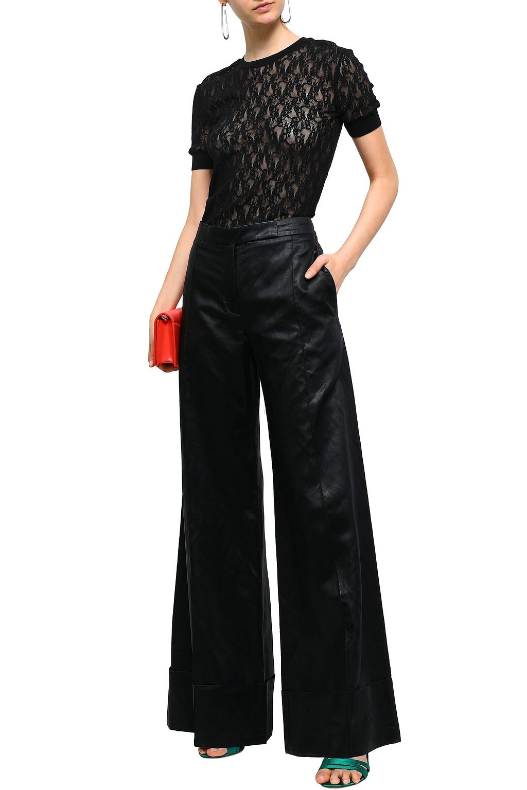 NINA RICCI Coated woven wide-leg pants