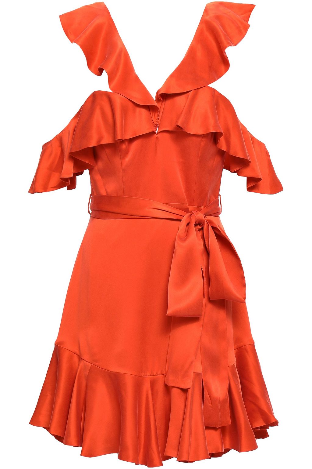 orange silk mini dress