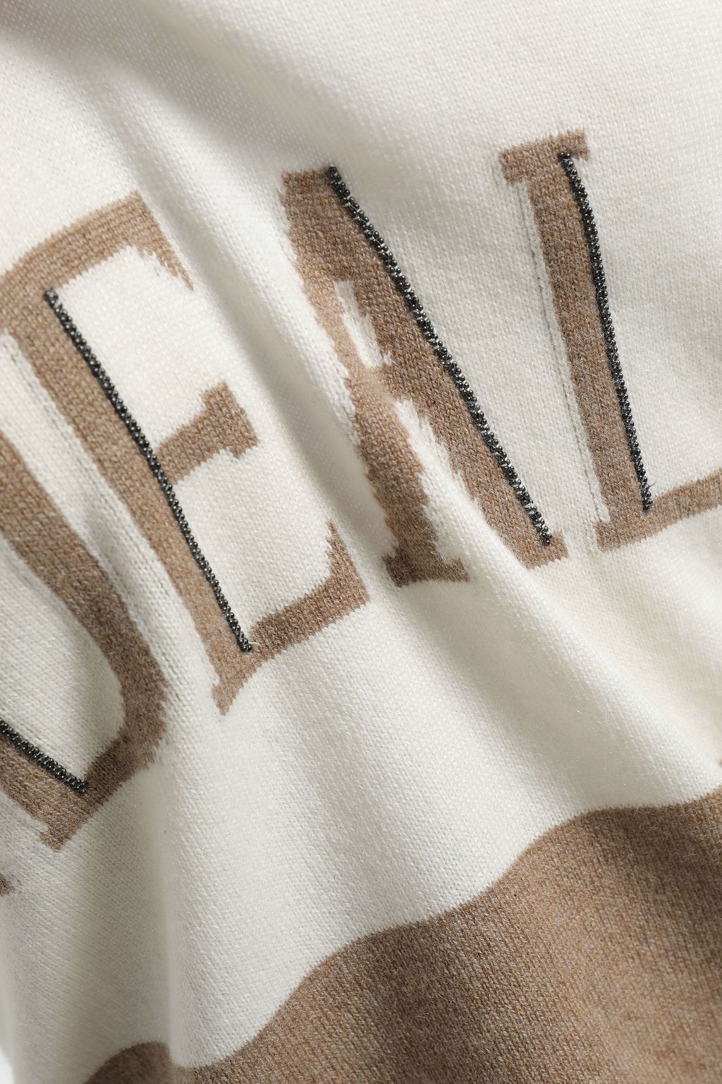 BRUNELLO CUCINELLI Bead-embellished intarsia cashmere tank