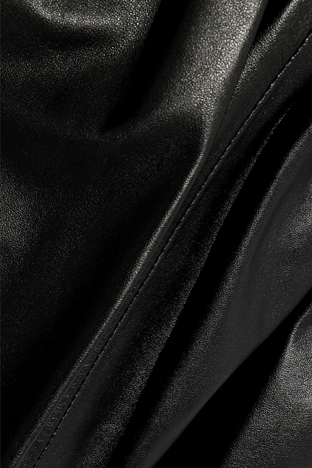 TIBI Gathered leather midi skirt