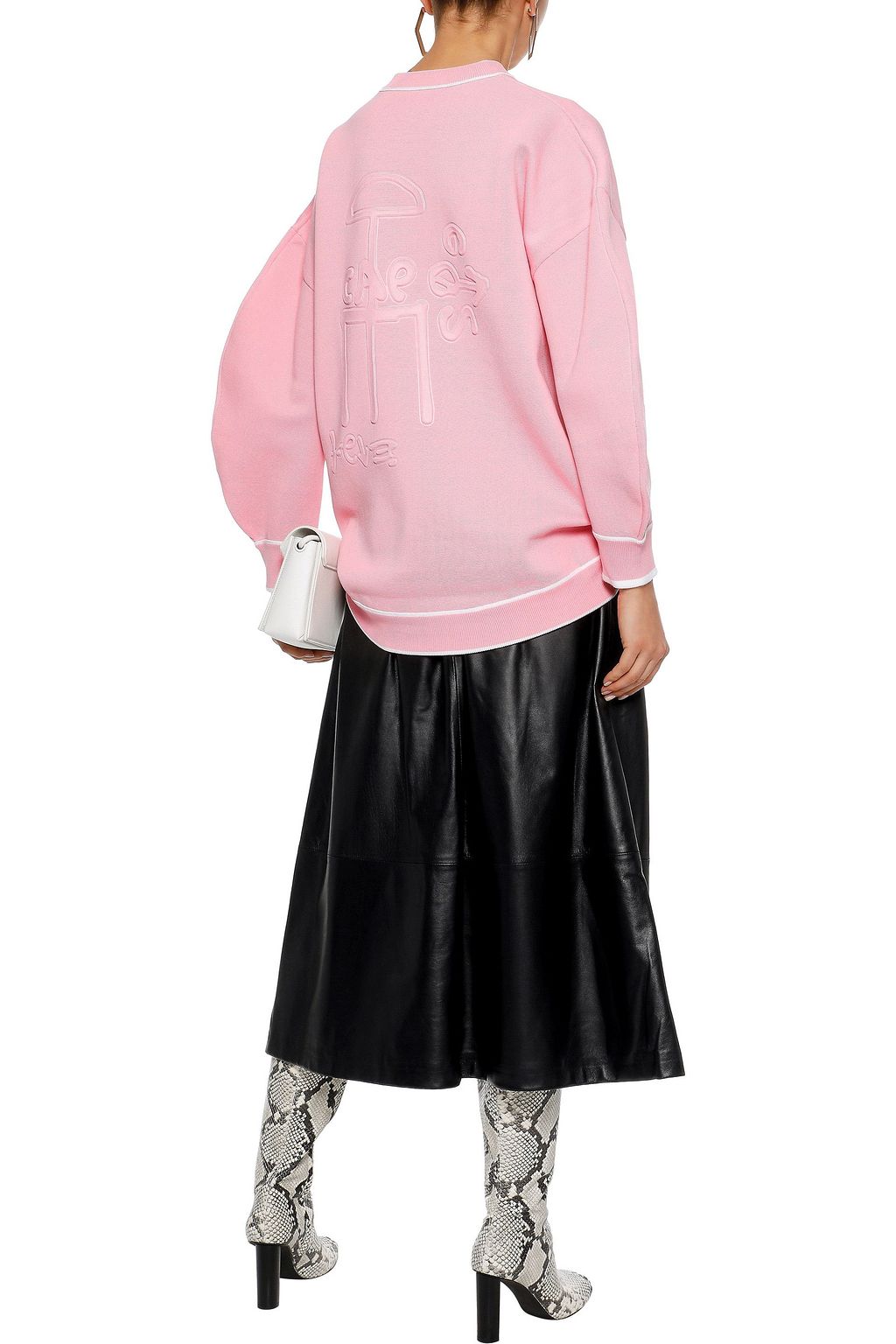 TIBI Gathered leather midi skirt