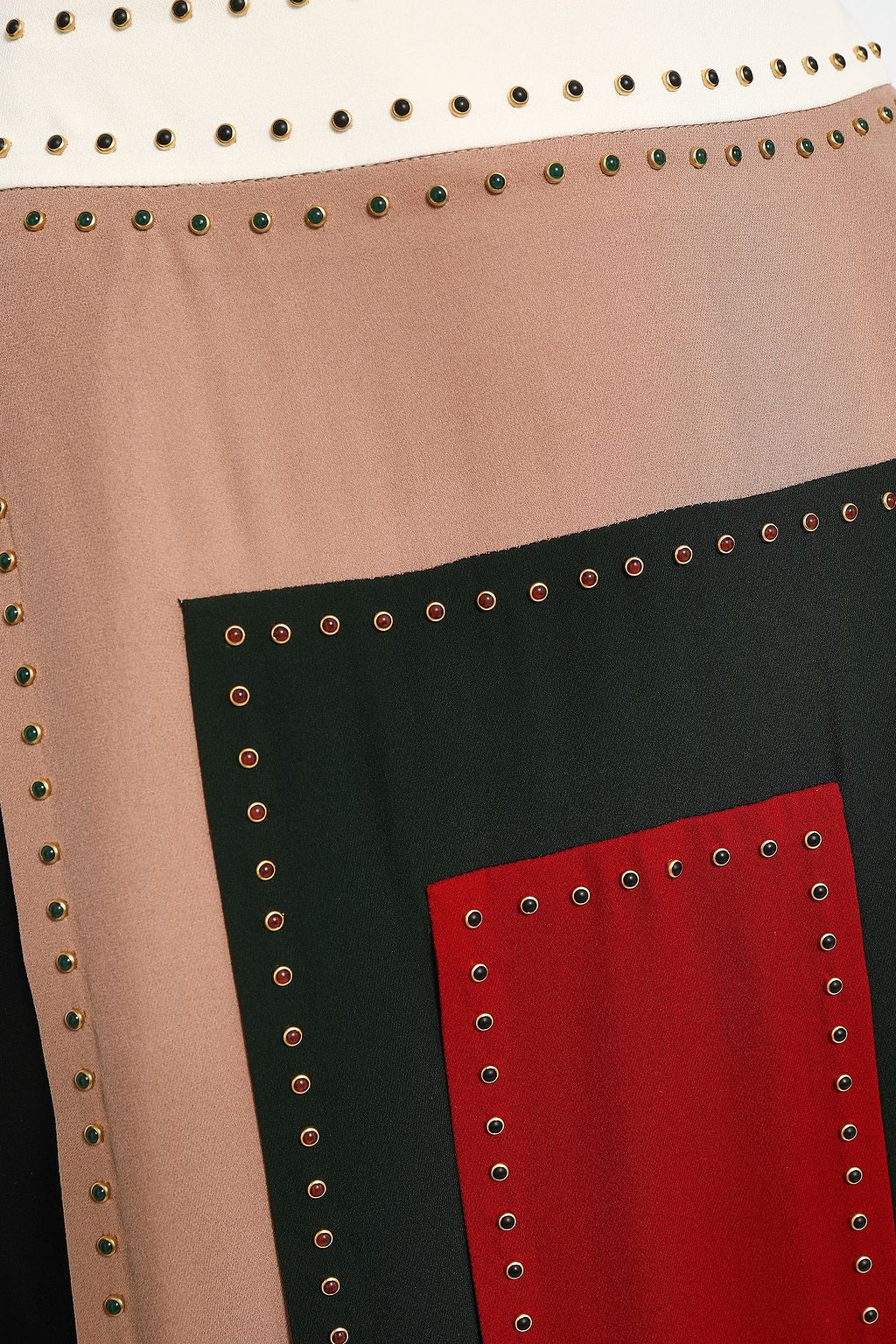 VALENTINO GARAVANI Studded color-block silk crepe de chine maxi skirt