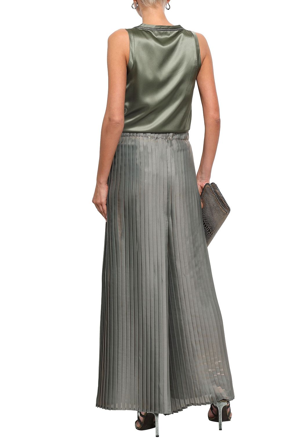BRUNELLO CUCINELLI Bead-embellished stretch-silk satin top