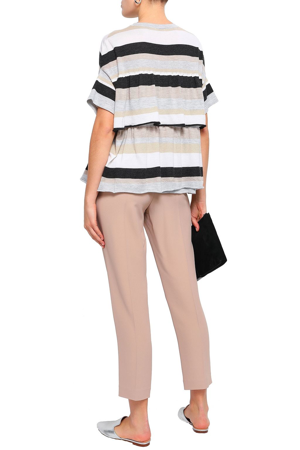 BRUNELLO CUCINELLI Layered striped cashmere-blend top