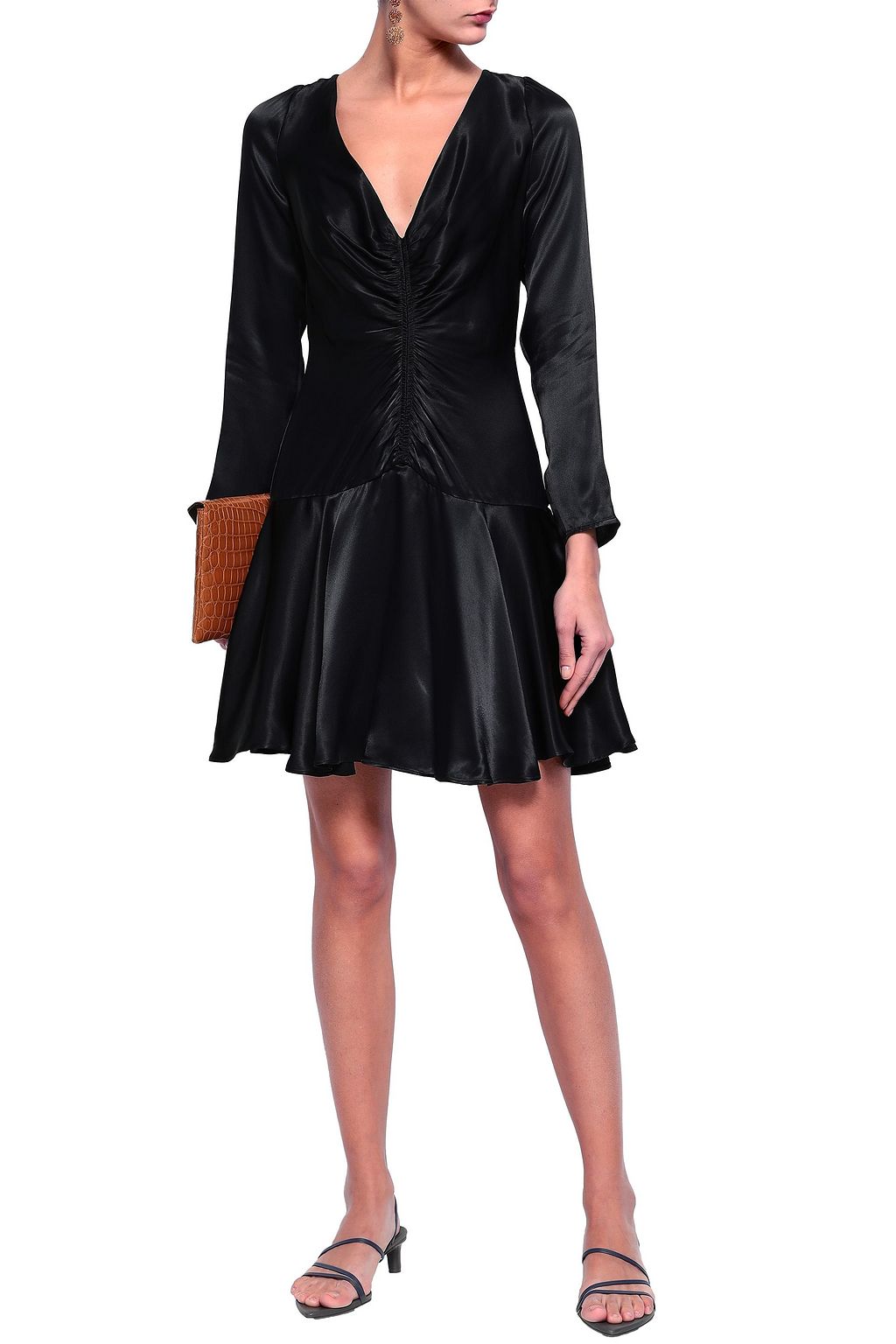 ZIMMERMANN Cutout ruched crepe-satin mini dress