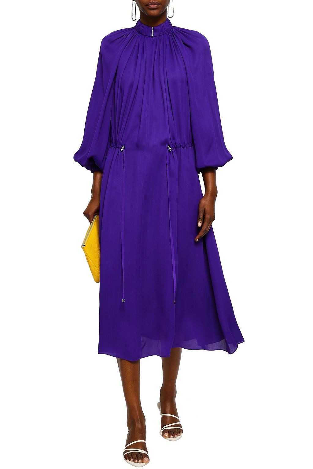 TIBI Gathered crepe midi dress