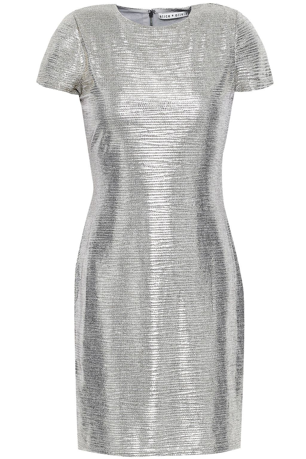 alice and olivia delora metallic dress