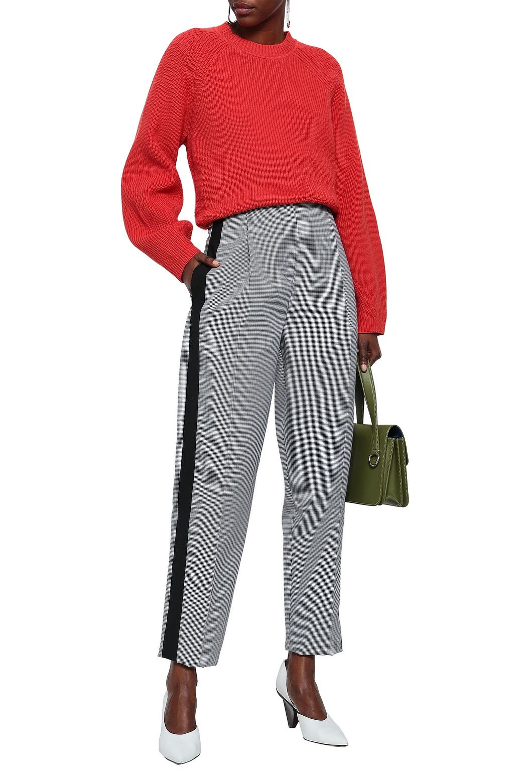 TIBI Houndstooth woven straight-leg pants