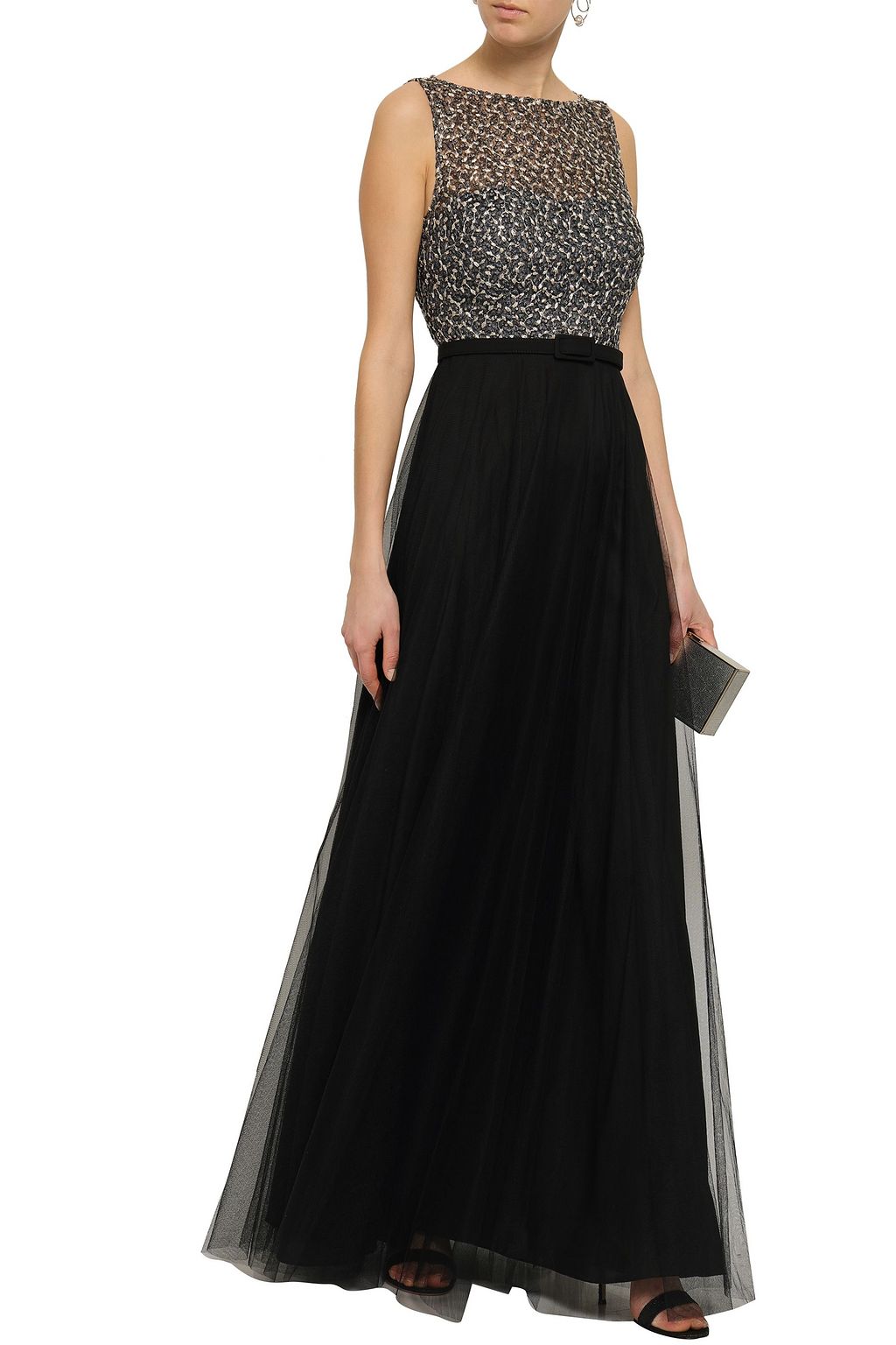 MIKAEL AGHAL Belted embellished tulle gown