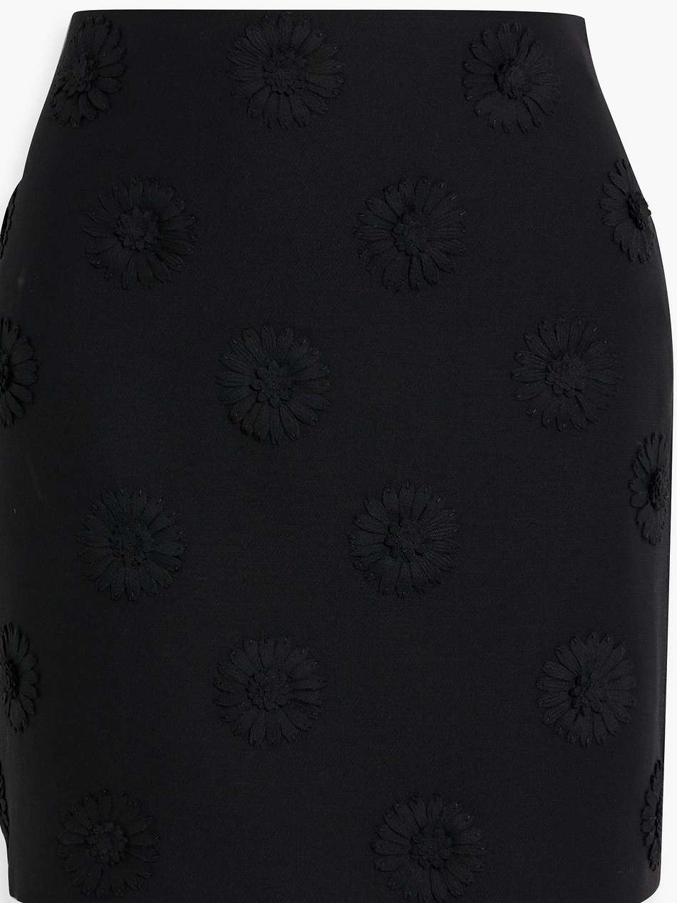 floral-appliquéd wool and silk-blend mini skirt