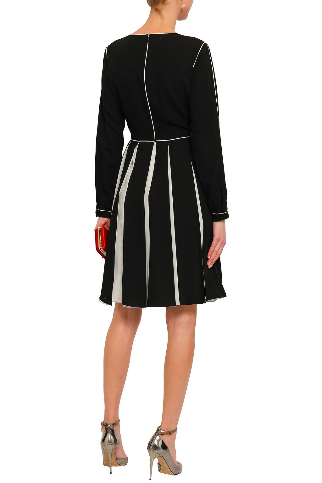 MIKAEL AGHAL Pleated two-tone crepe dress