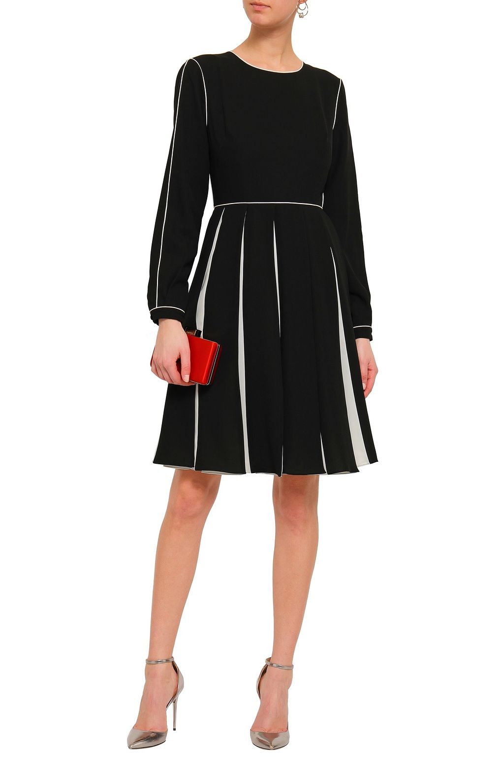 MIKAEL AGHAL Pleated two-tone crepe dress