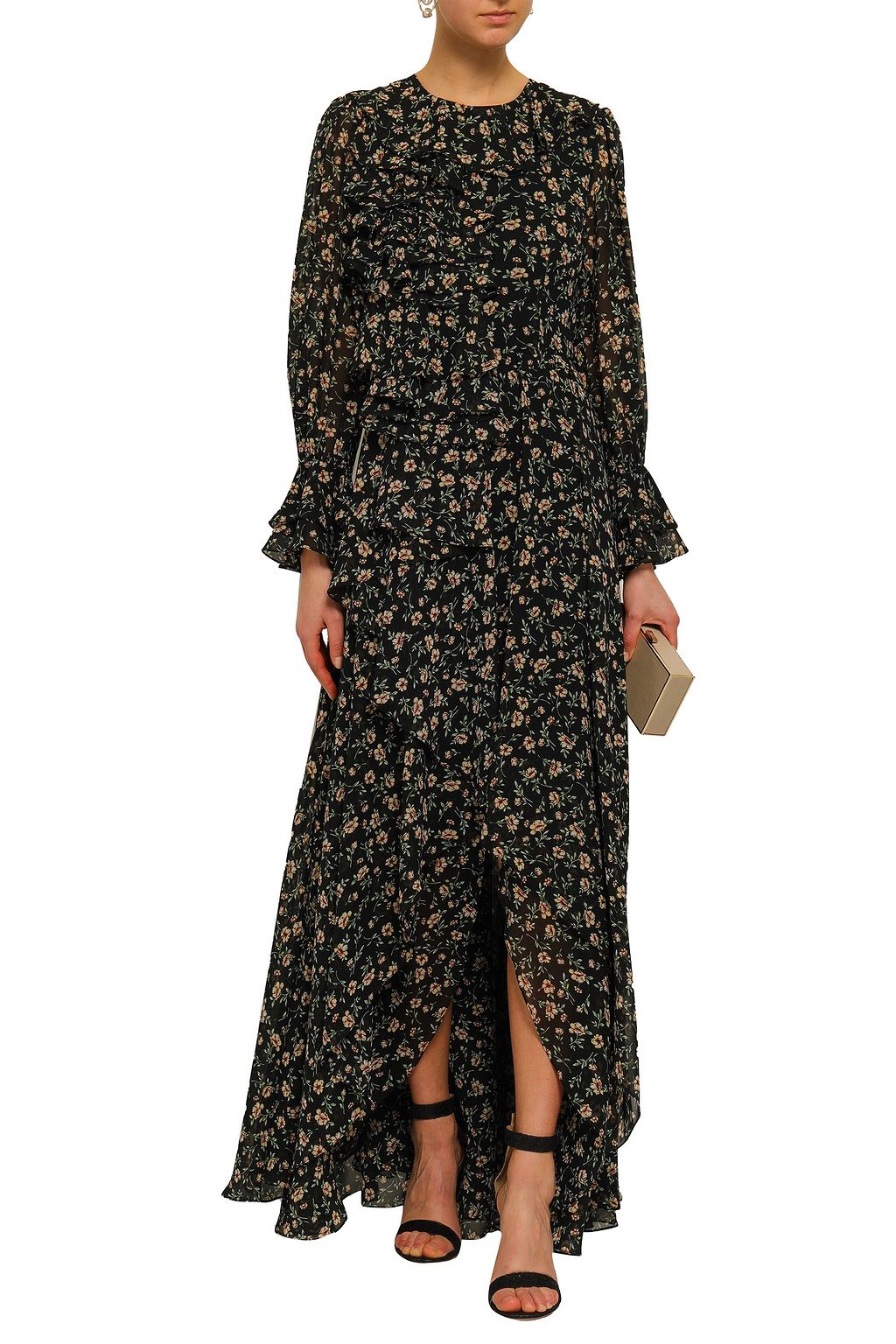 MIKAEL AGHAL Ruffled floral-print georgette maxi dress