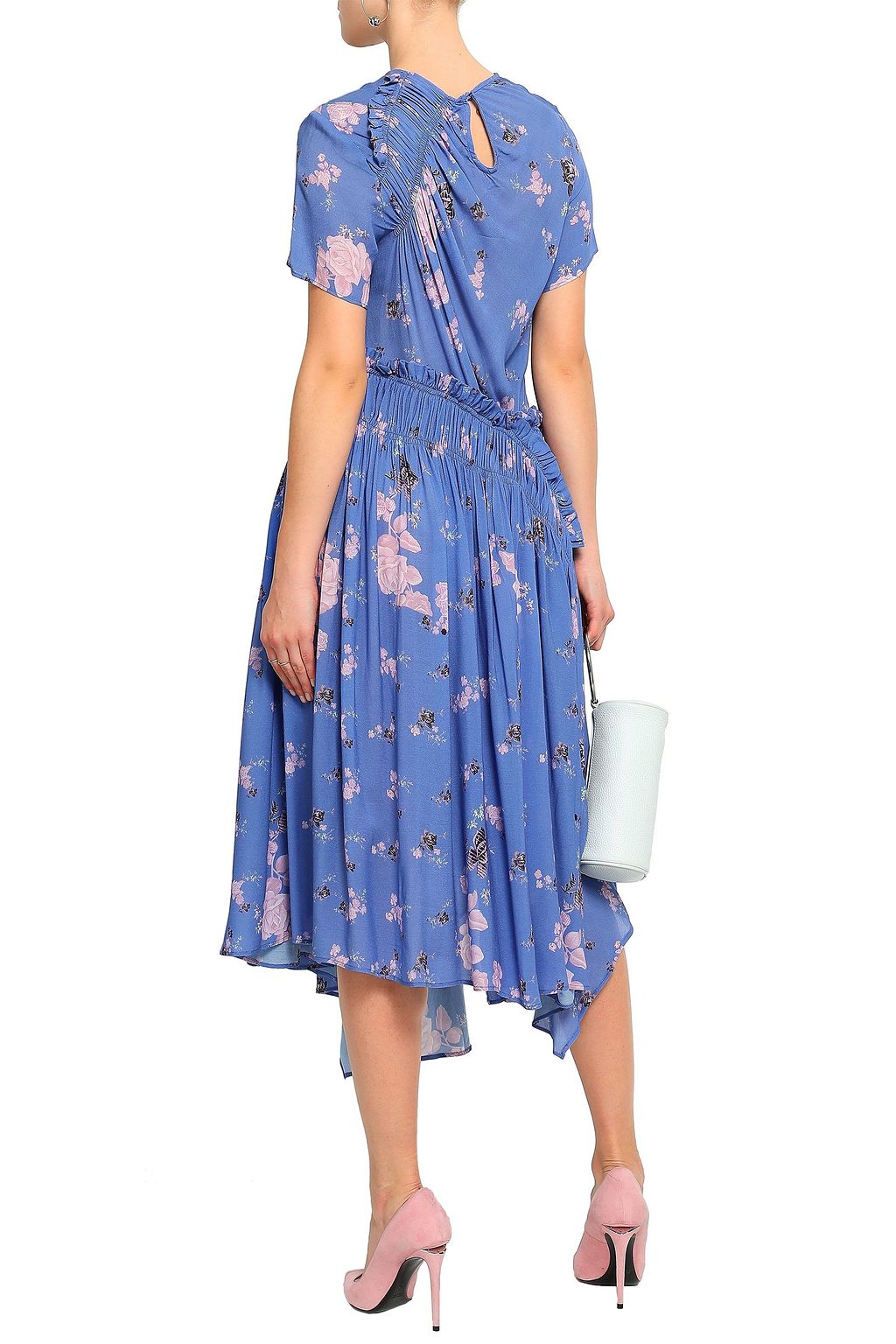 PREEN LINE Lois ruched floral-print crepe de chine midi dress