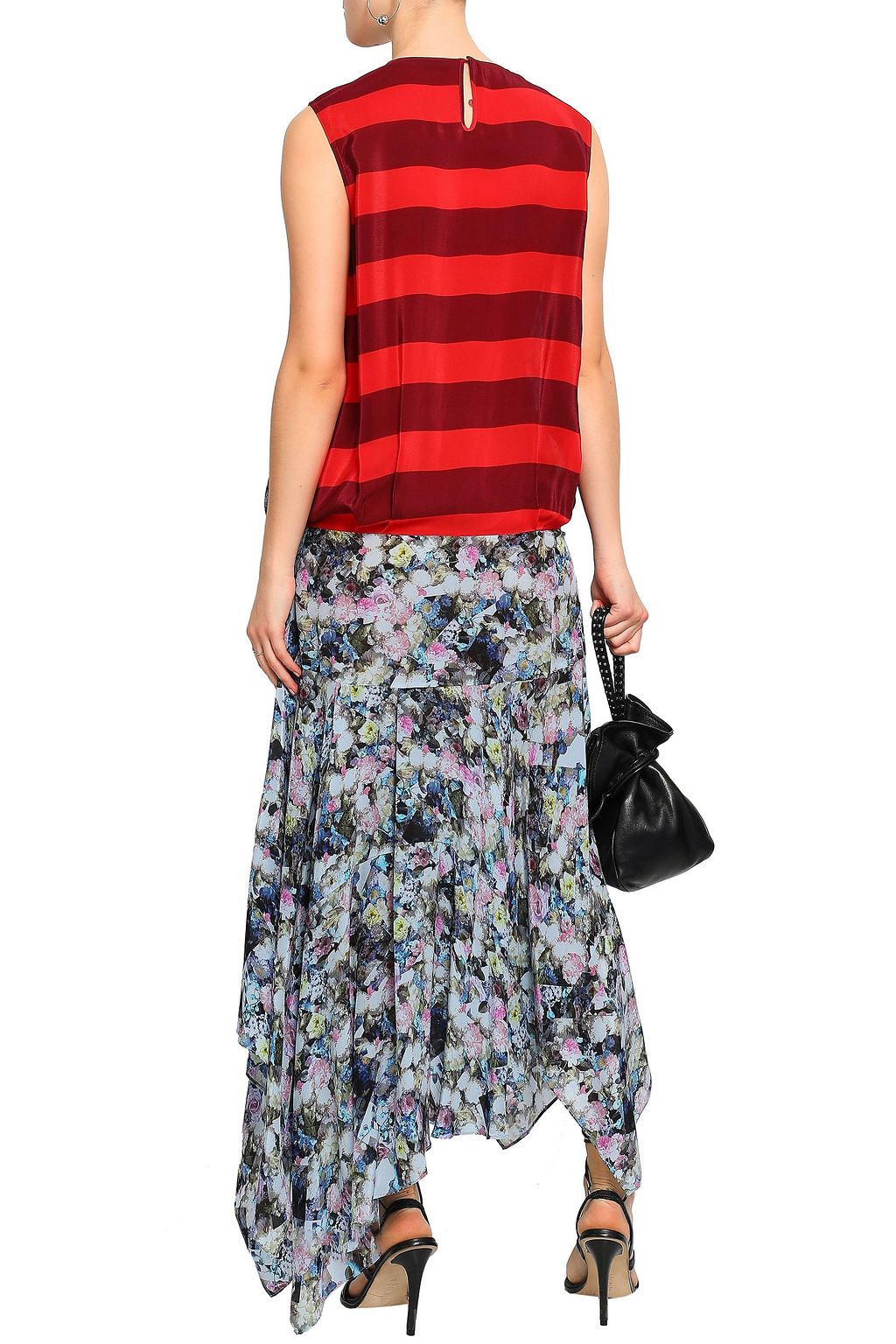 PREEN LINE Flora asymmetric printed crepe de chine midi dress