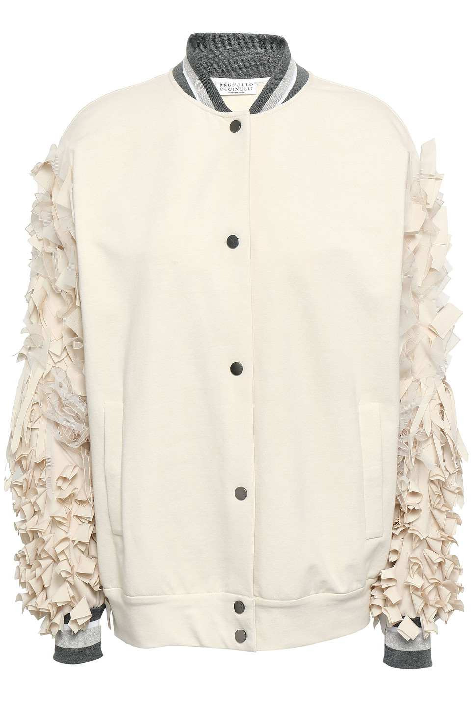 Appliquéd French cotton-blend terry bomber jacket