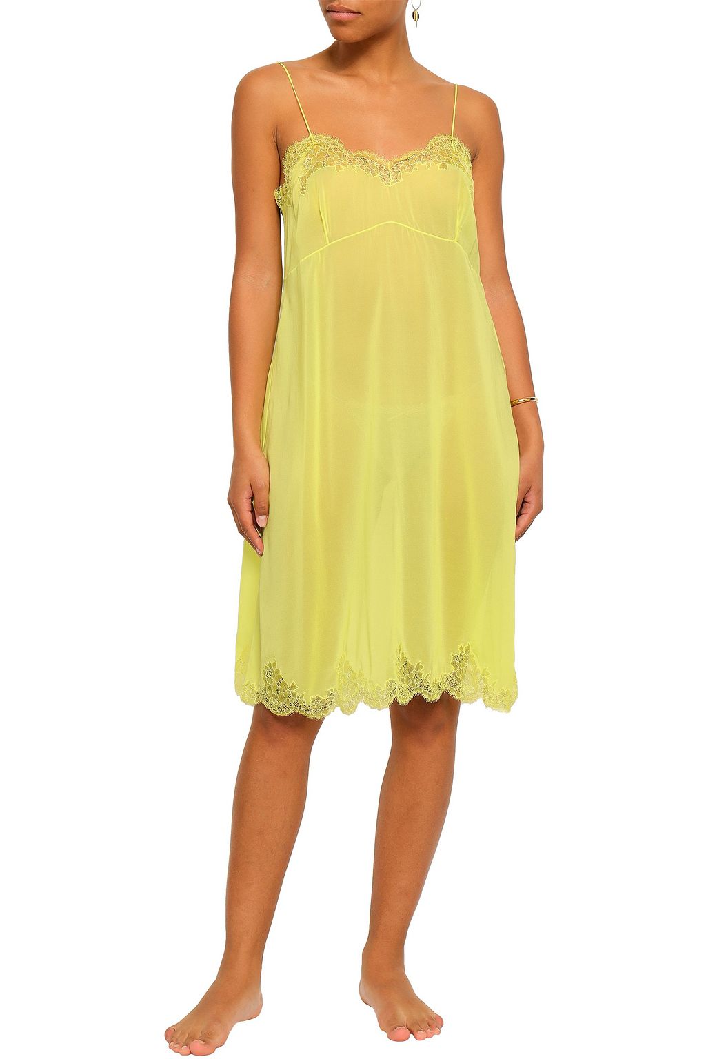 VALENTINO GARAVANI Lace-trimmed silk-blend voile nightdress
