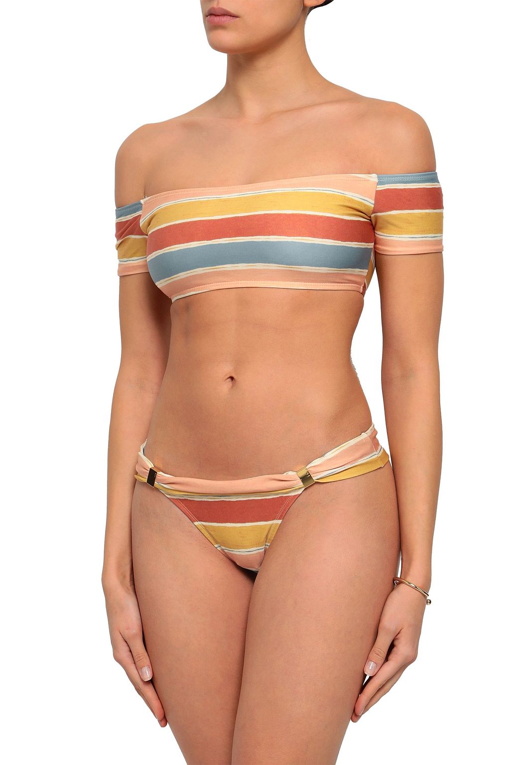 VIX PAULA HERMANNY Off-the-shoulder striped bikini top