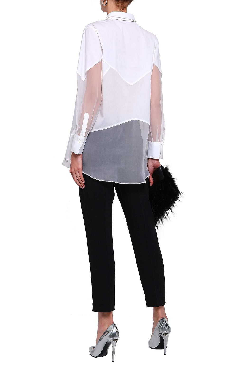 BRUNELLO CUCINELLI Paneled cotton-blend poplin and organza shirt