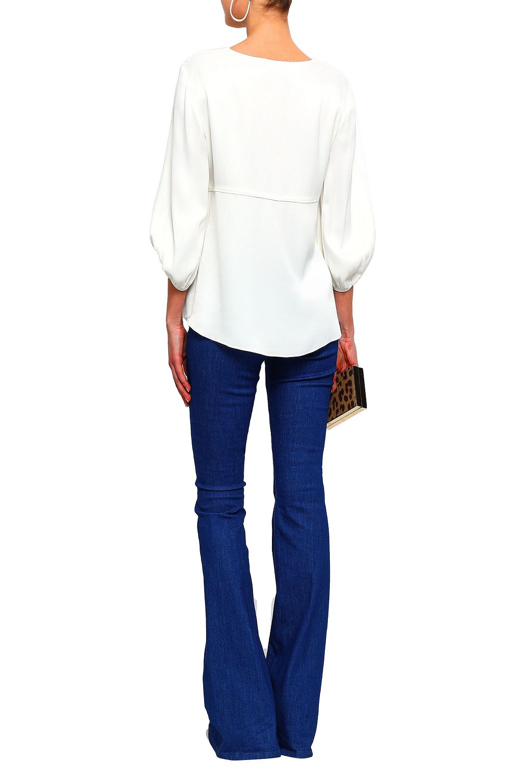 RACHEL ZOE Gathered satin-crepe blouse