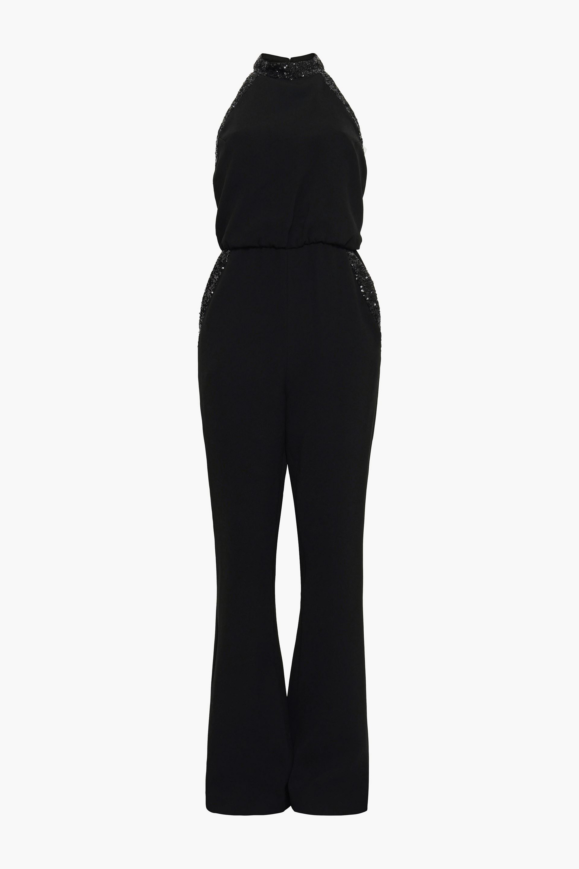 RACHEL ZOE Lou sequin-trimmed stretch-crepe jumpsuit