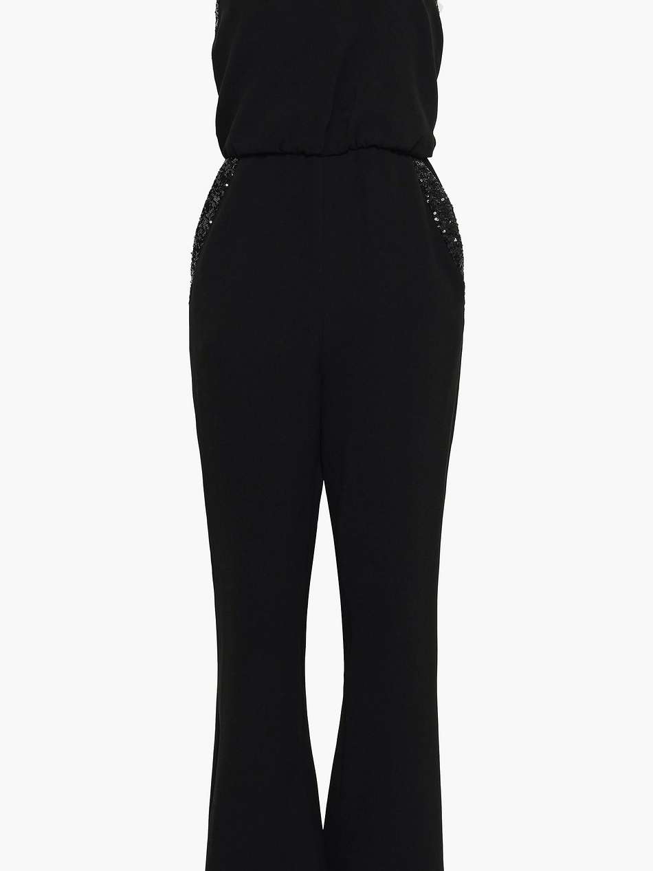 lou sequin-trimmed stretch-crepe jumpsuit